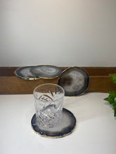 Load image into Gallery viewer, Set of 4 Natural polished Agate Slice drink coasters with Gold Electroplating around the edges 07