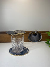 Load image into Gallery viewer, Set of 4 Natural polished Agate Slice drink coasters with Gold Electroplating around the edges 08