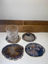 Load image into Gallery viewer, Set of 4 Natural polished Agate Slice drink coasters with Gold Electroplating around the edges 08