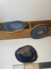 Load image into Gallery viewer, Set of 4 Natural polished Agate Slice drink coasters with Gold Electroplating around the edges 10