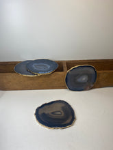 Load image into Gallery viewer, Set of 4 Natural polished Agate Slice drink coasters with Gold Electroplating around the edges 10