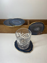 Load image into Gallery viewer, Set of 4 Natural polished Agate Slice drink coasters with Gold Electroplating around the edges 10