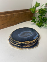 Load image into Gallery viewer, Set of 4 Natural polished Agate Slice drink coasters with Gold Electroplating around the edges 10