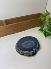 Load image into Gallery viewer, Set of 4 Natural polished Agate Slice drink coasters with Gold Electroplating around the edges 10