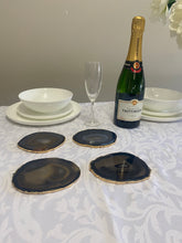 Load image into Gallery viewer, Set of 4 Natural polished Agate Slice drink coasters with Gold Electroplating around the edges 10