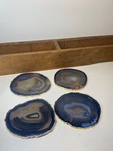 Load image into Gallery viewer, Set of 4 Natural polished Agate Slice drink coasters with Gold Electroplating around the edges 10