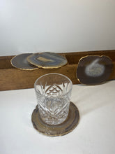 Load image into Gallery viewer, Set of 4 Natural polished Agate Slice drink coasters with Gold Electroplating around the edges 11