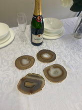 Load image into Gallery viewer, Set of 4 Natural polished Agate Slice drink coasters with Gold Electroplating around the edges 11