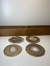 Load image into Gallery viewer, Set of 4 Natural polished Agate Slice drink coasters with Gold Electroplating around the edges 11