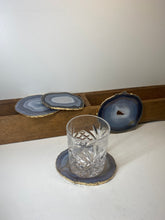 Load image into Gallery viewer, Set of 4 Natural polished Agate Slice drink coasters with Gold Electroplating around the edges 12
