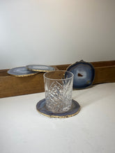 Load image into Gallery viewer, Set of 4 Natural polished Agate Slice drink coasters with Gold Electroplating around the edges 12