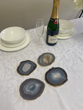 Load image into Gallery viewer, Set of 4 Natural polished Agate Slice drink coasters with Gold Electroplating around the edges 12
