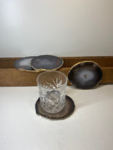 Load image into Gallery viewer, Set of 4 Natural polished Agate Slice drink coasters with Gold Electroplating around the edges 13