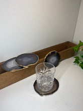 Load image into Gallery viewer, Set of 4 Natural polished Agate Slice drink coasters with Gold Electroplating around the edges 13