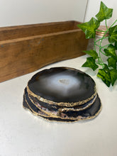Load image into Gallery viewer, Set of 4 Natural polished Agate Slice drink coasters with Gold Electroplating around the edges 13