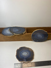 Load image into Gallery viewer, Set of 4 Natural polished Agate Slice drink coasters with Gold Electroplating around the edges 14