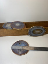 Load image into Gallery viewer, Set of 4 Natural polished Agate Slice drink coasters with Gold Electroplating around the edges 15