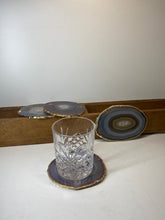 Load image into Gallery viewer, Set of 4 Natural polished Agate Slice drink coasters with Gold Electroplating around the edges 15