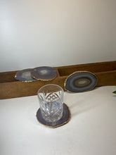 Load image into Gallery viewer, Set of 4 Natural polished Agate Slice drink coasters with Gold Electroplating around the edges 15