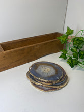 Load image into Gallery viewer, Set of 4 Natural polished Agate Slice drink coasters with Gold Electroplating around the edges 15