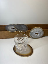 Load image into Gallery viewer, Set of 4 Natural polished Agate Slice drink coasters with Gold Electroplating around the edges 16