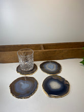 Load image into Gallery viewer, Set of 4 Natural polished Agate Slice drink coasters with Gold Electroplating around the edges 17