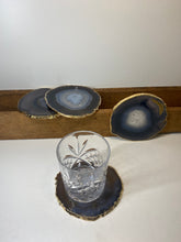 Load image into Gallery viewer, Set of 4 Natural polished Agate Slice drink coasters with Gold Electroplating around the edges 17