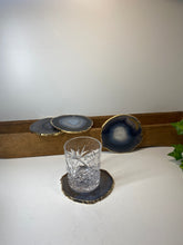 Load image into Gallery viewer, Set of 4 Natural polished Agate Slice drink coasters with Gold Electroplating around the edges 17
