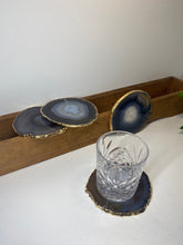 Load image into Gallery viewer, Set of 4 Natural polished Agate Slice drink coasters with Gold Electroplating around the edges 17