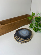 Load image into Gallery viewer, Set of 4 Natural polished Agate Slice drink coasters with Gold Electroplating around the edges 17