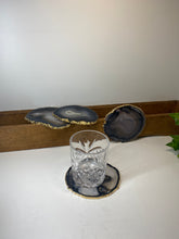Load image into Gallery viewer, Set of 4 Natural polished Agate Slice drink coasters with Gold Electroplating around the edges 18