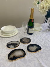 Load image into Gallery viewer, Set of 4 Natural polished Agate Slice drink coasters with Gold Electroplating around the edges 18