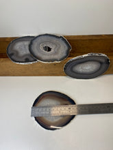 Load image into Gallery viewer, Set of 4 Natural polished Agate Slice drink coasters with Silver Electroplating around the edges 05