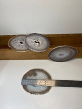 Load image into Gallery viewer, Set of 4 Natural polished Agate Slice drink coasters with Silver Electroplating around the edges 06