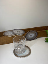Load image into Gallery viewer, Set of 4 Natural polished Agate Slice drink coasters with Silver Electroplating around the edges 06
