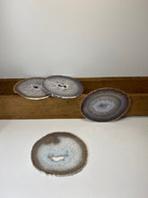 Load image into Gallery viewer, Set of 4 Natural polished Agate Slice drink coasters with Silver Electroplating around the edges 06