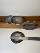 Load image into Gallery viewer, Set of 4 Natural polished Agate Slice drink coasters with Silver Electroplating around the edges 07