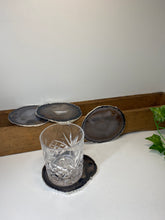 Load image into Gallery viewer, Set of 4 Natural polished Agate Slice drink coasters with Silver Electroplating around the edges 07