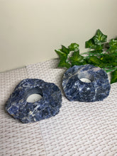 Load image into Gallery viewer, Set of 2 Sodalite tea light Candle Holder - natural stone / crystal