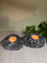Load image into Gallery viewer, Set of 2 Sodalite tea light Candle Holder - natural stone / crystal