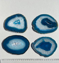 Load image into Gallery viewer, Teal polished Agate Slice drink coasters - set of 4 TCMD0005