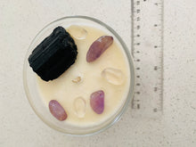 Load image into Gallery viewer, Large Tourmaline, Petalite and Amethyst natural soy Candle - Large size (285g)
