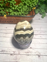 Load image into Gallery viewer, Zebra Calcite egg - office decor or unique home display piece