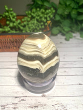 Load image into Gallery viewer, Zebra Calcite egg - office decor or unique home display piece