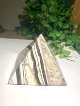 Load image into Gallery viewer, Zebra Calcite pyramid, paper weight or unique display piece - Large