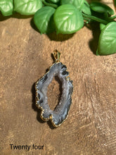 Load image into Gallery viewer, Natural Agate Geode pendant with Gold Electroplating - necklace