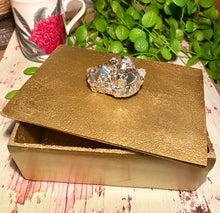 Load image into Gallery viewer, gold trinket or jewellery box with pyrite handle, home decor