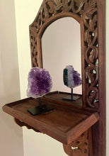 Load image into Gallery viewer, Natural Amethyst Crystal on black display stand - table piece