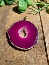 Load image into Gallery viewer, Pink Agate pendant with Gold Electroplating - necklace
