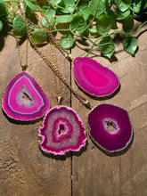 Load image into Gallery viewer, Pink Agate pendant with Gold Electroplating - necklace